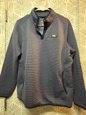 L.L. Bean Men's Slate Blue Quilted Zip-Neck Pullover